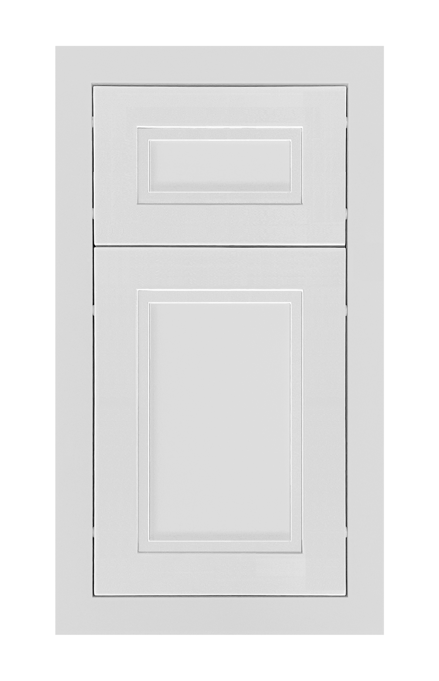 Modern Frame Stepped Shaker door sample in Bright White by Europly