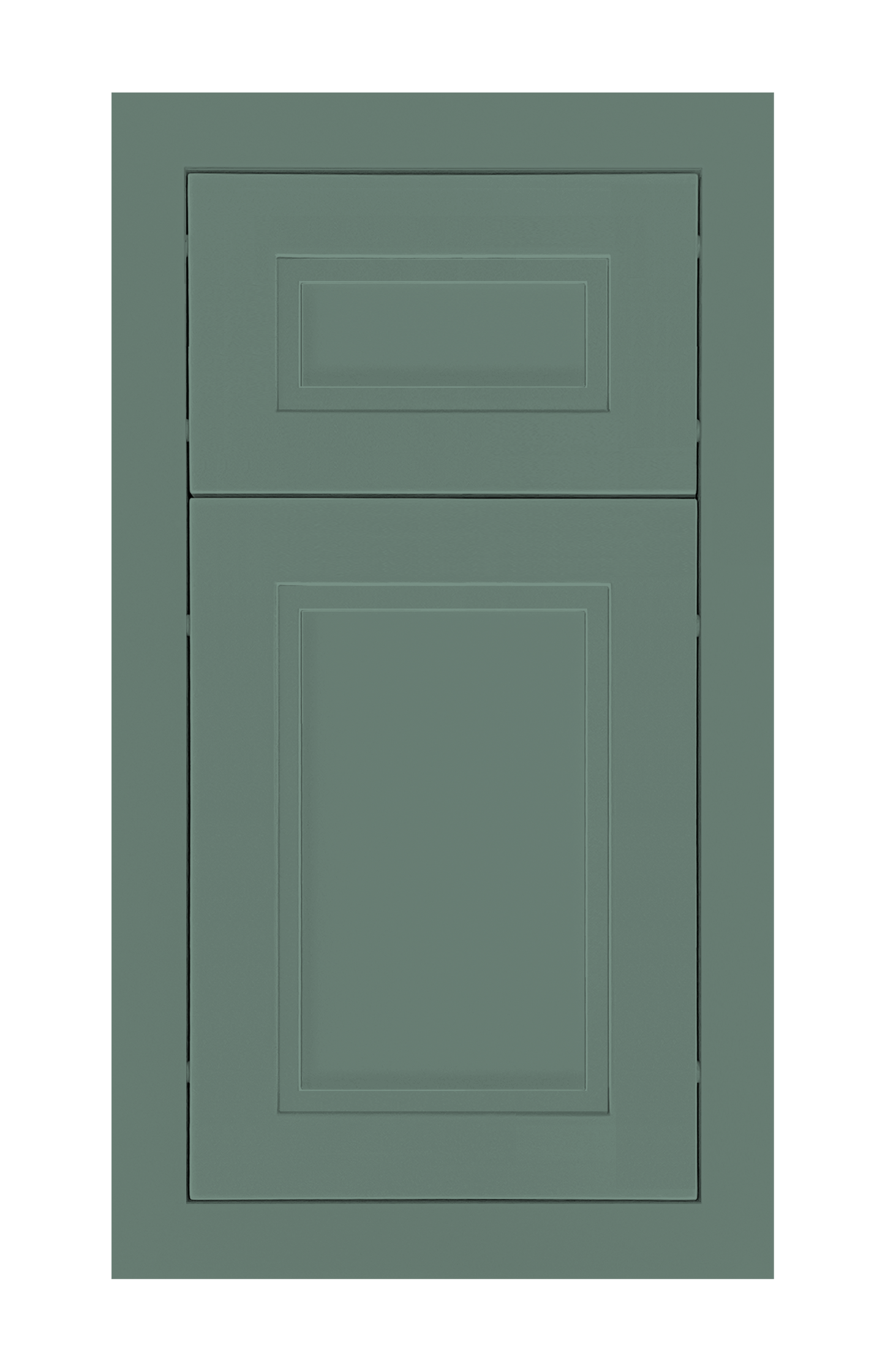 Modern Frame Stepped Shaker door sample in Willow Green by Europly