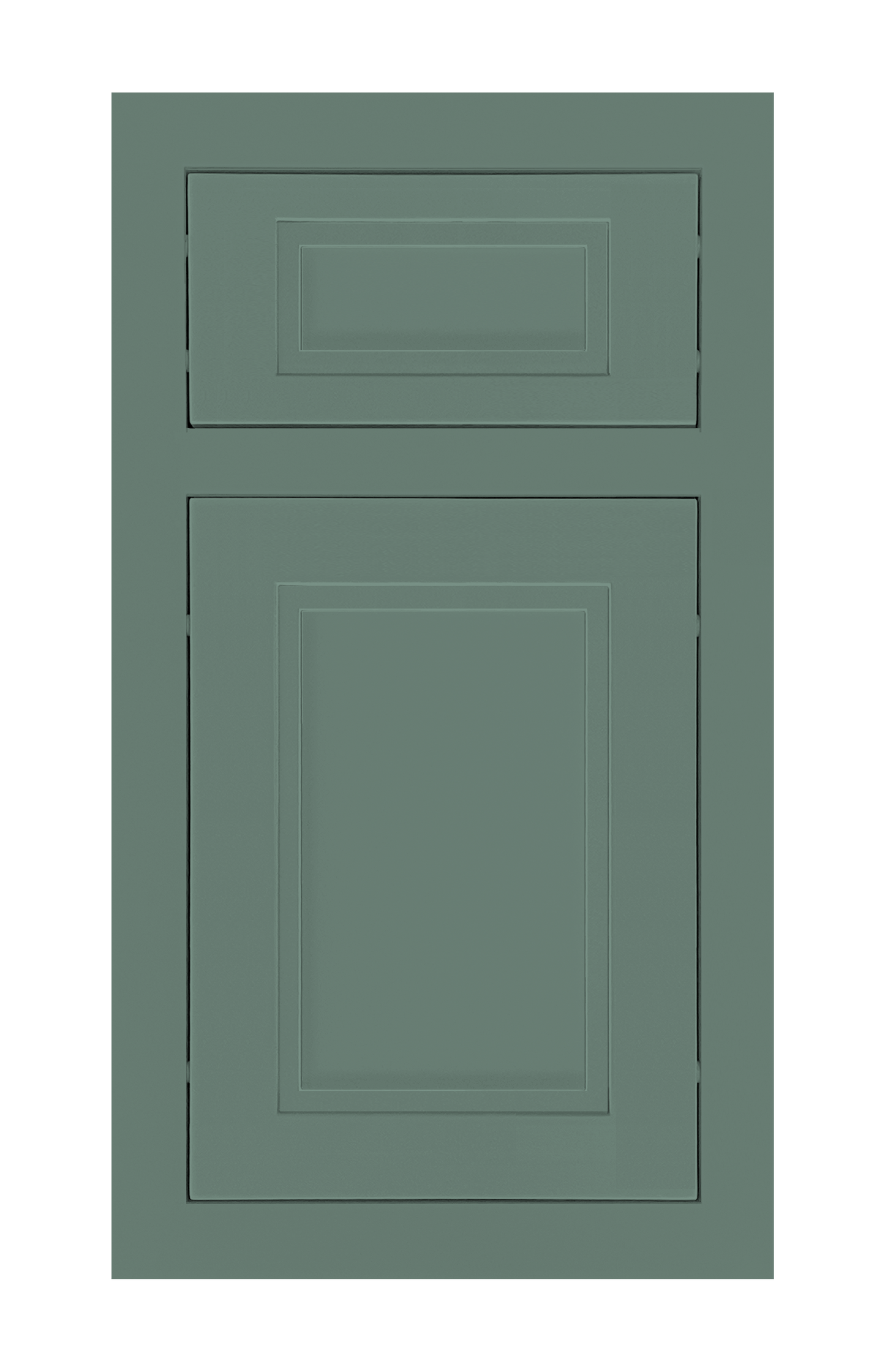 Traditional Frame Stepped Shaker door sample in Willow Green by Europly
