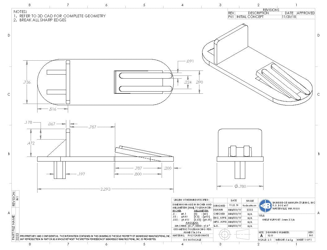 Shelf Support Locking Clip 3/4" (5mm peg) Clear