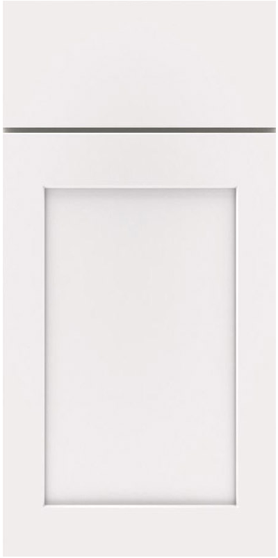 Amesbury Slab door sample in White by JSI Cabinetry