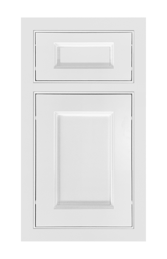 Beaded Frame Recessed door sample in Bright White by Europly