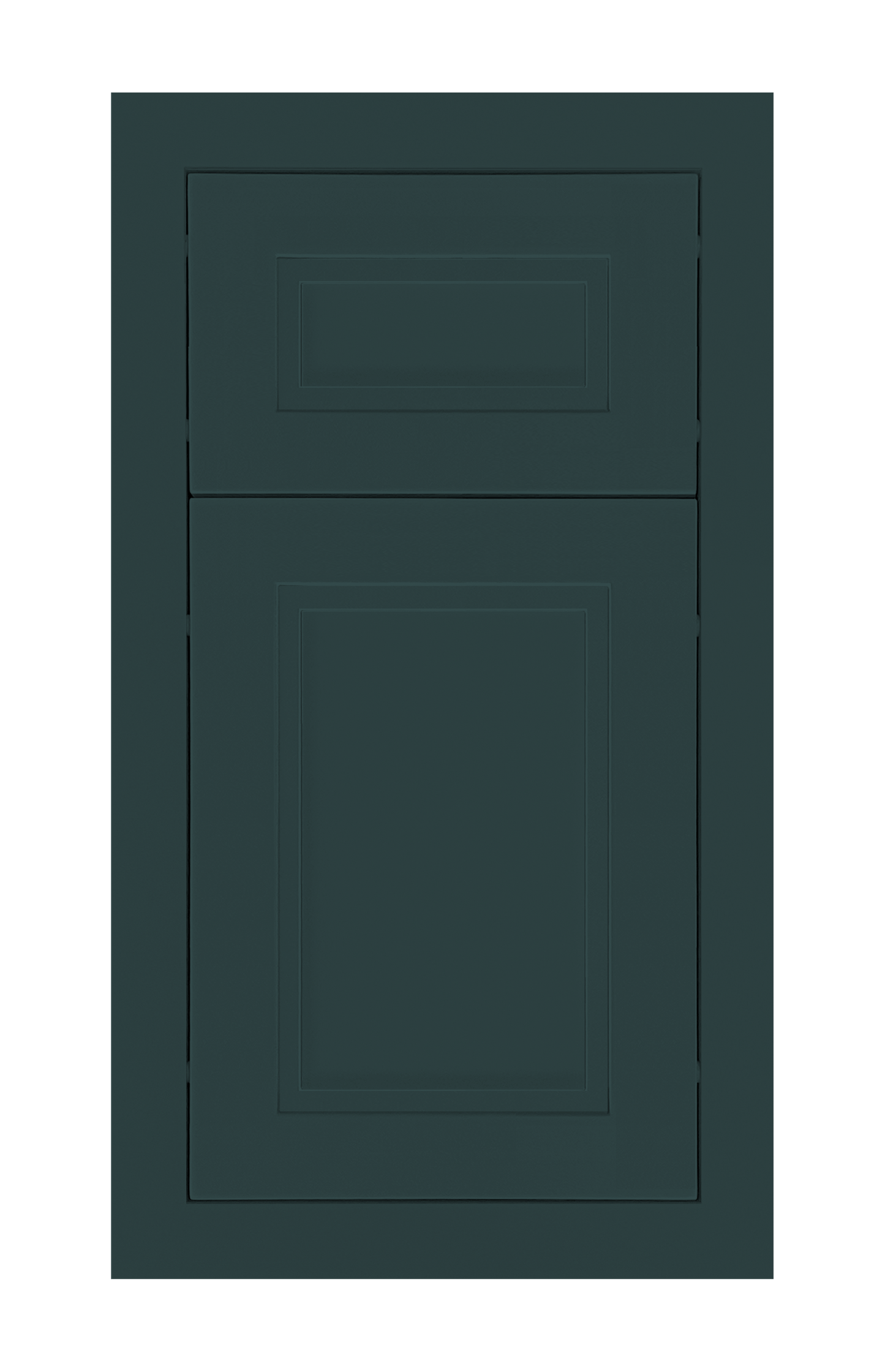 Modern Frame Stepped Shaker door sample in Billard Green by Europly