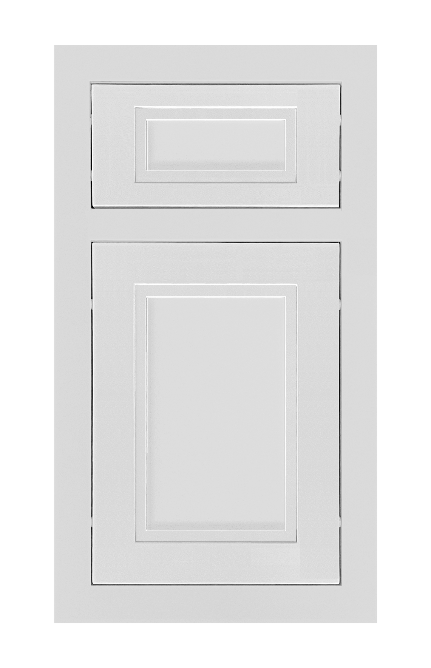 Traditional Frame Stepped Shaker door sample in Bright White by Europly
