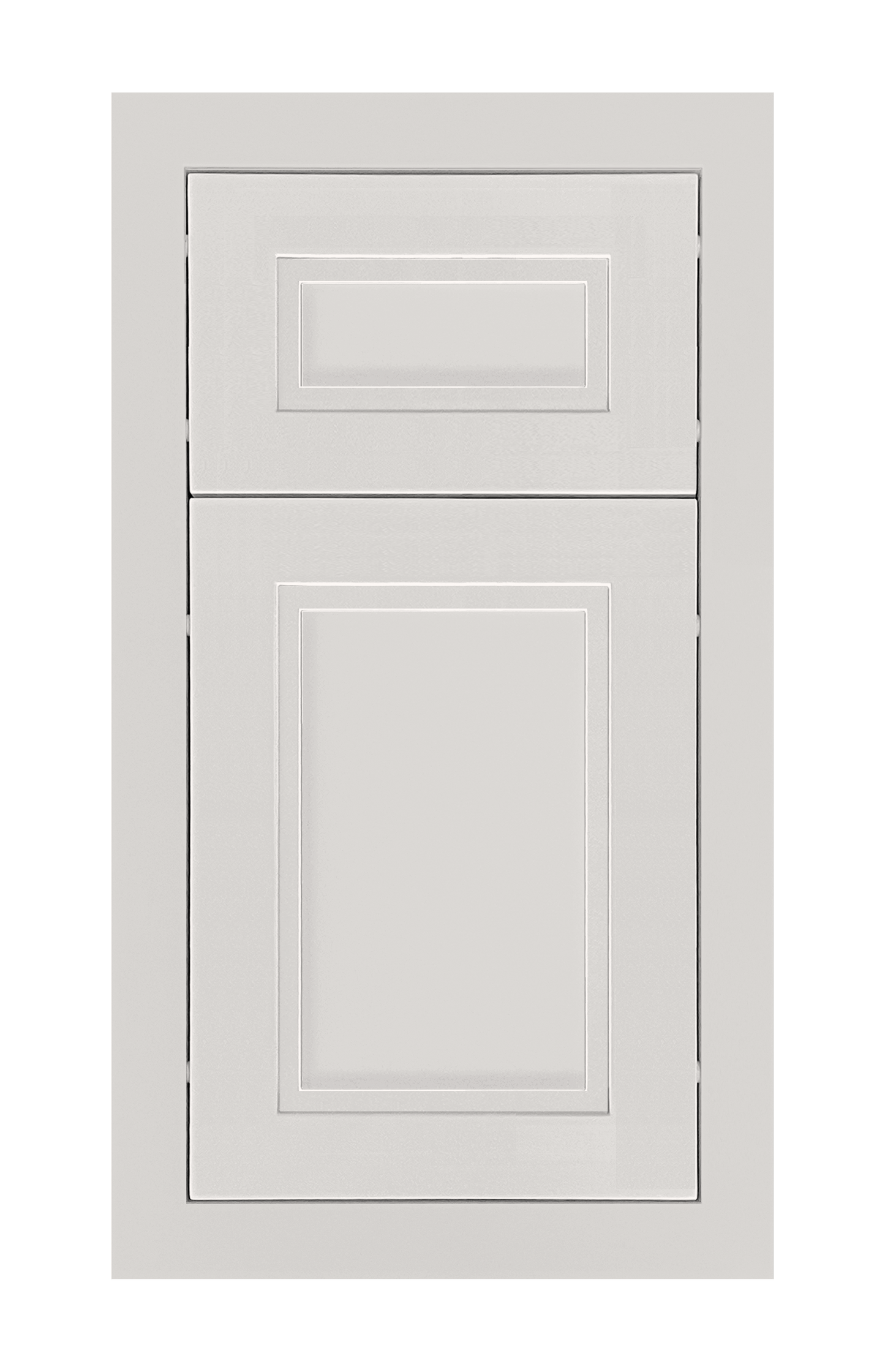 Modern Frame Stepped Shaker door sample in Pearl White by Europly