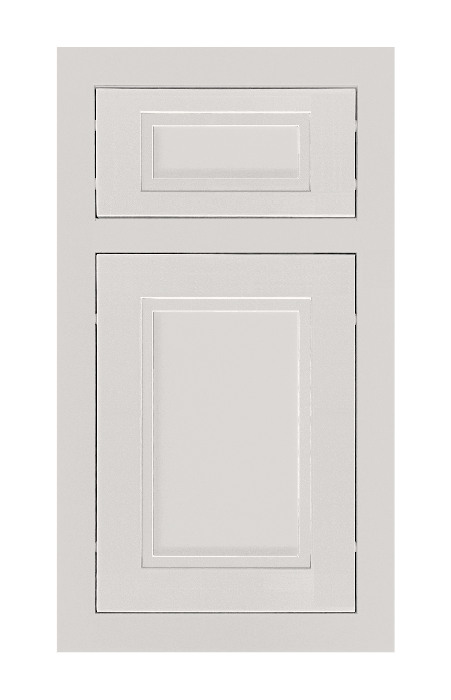 Traditional Frame Stepped Shaker door sample in Pearl White by Europly